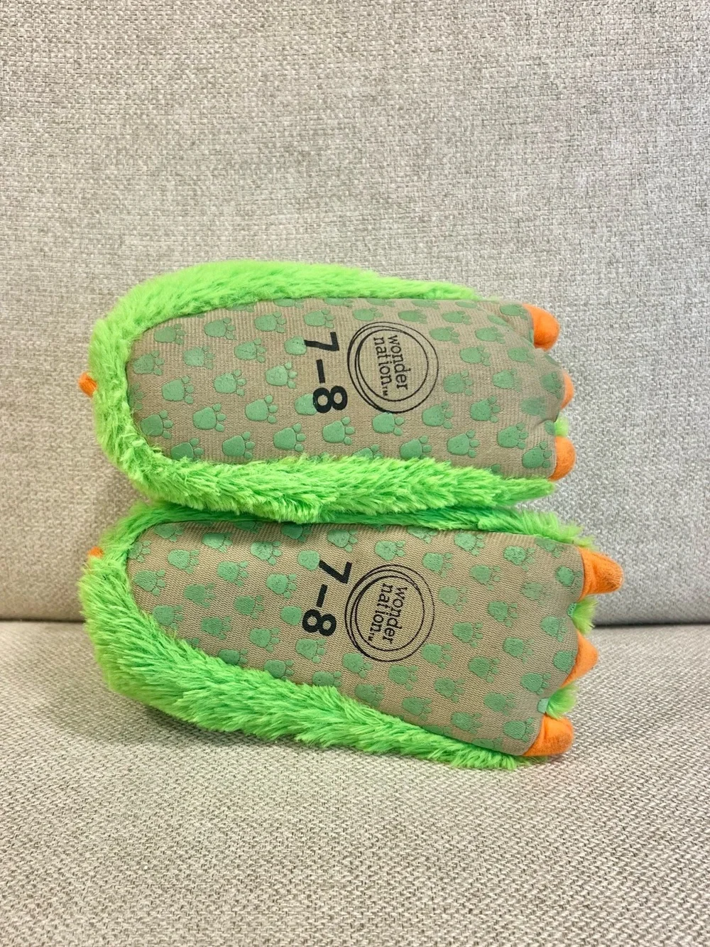 Wonder Nation Green Monster Slippers Toddler Size 7/8 – Great Condition